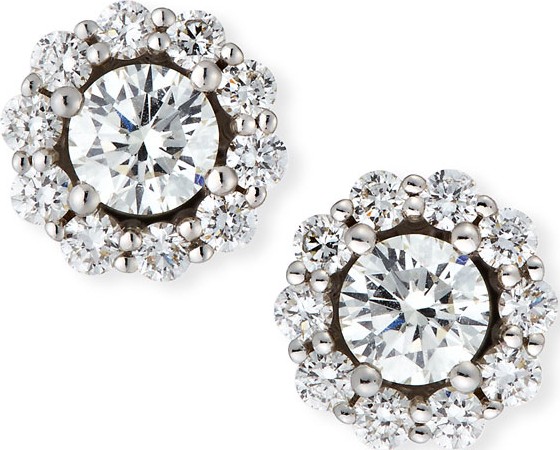 Memoire Blossom Diamond Stud Earrings in 18K White Gold, 1.0tdcw