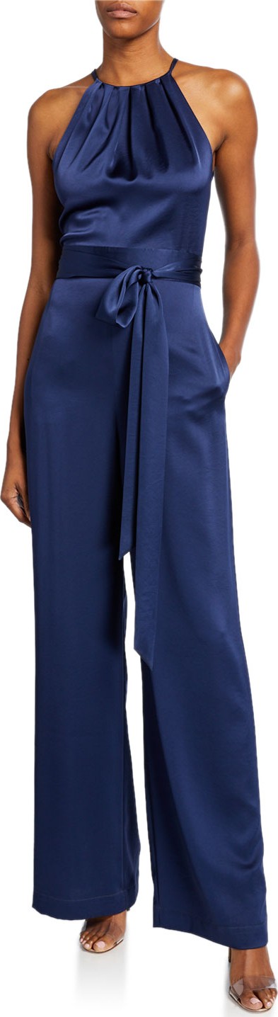DIANE von FURSTENBERG Constantina High-Neck Sleeveless Satin Jumpsuit
