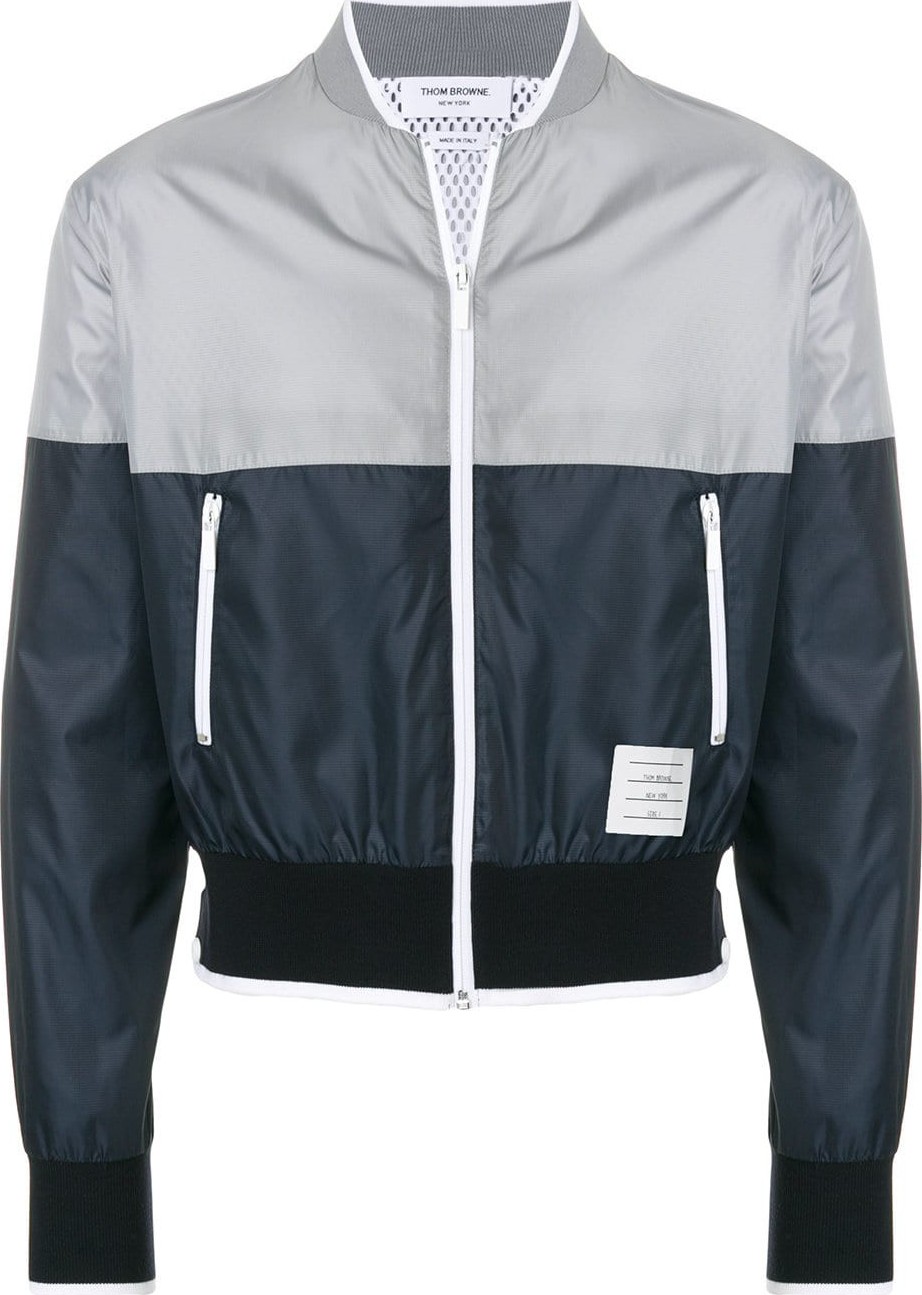 Thom Browne bicolor half-and-half ripstop bomber
