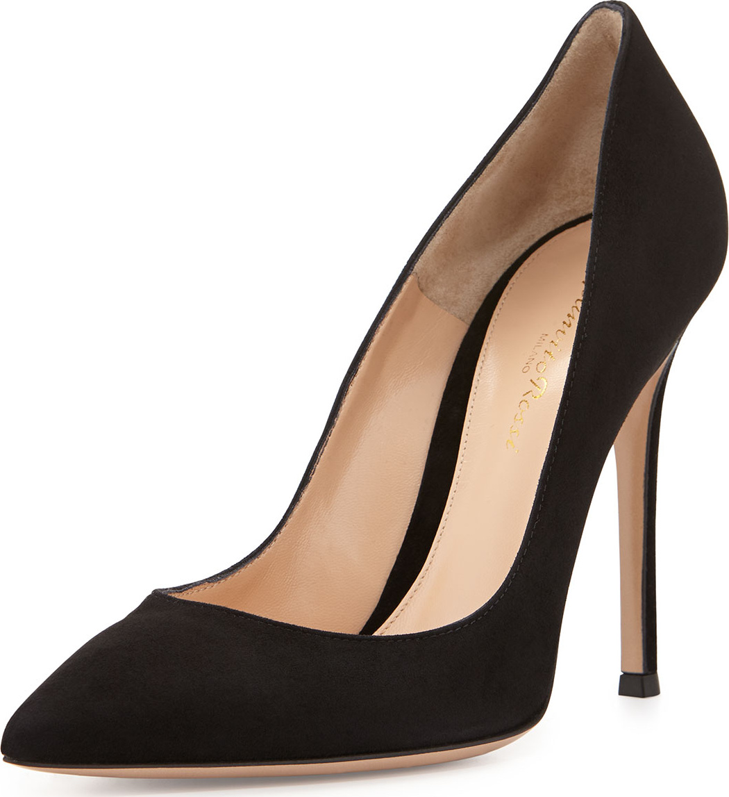 Gianvito Rossi Suede Point-Toe Pump, Black