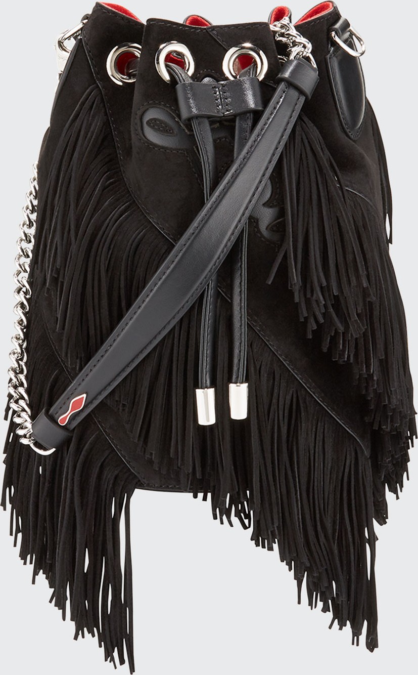 Christian Louboutin Marie Jane Suede Fringe Bucket Bag