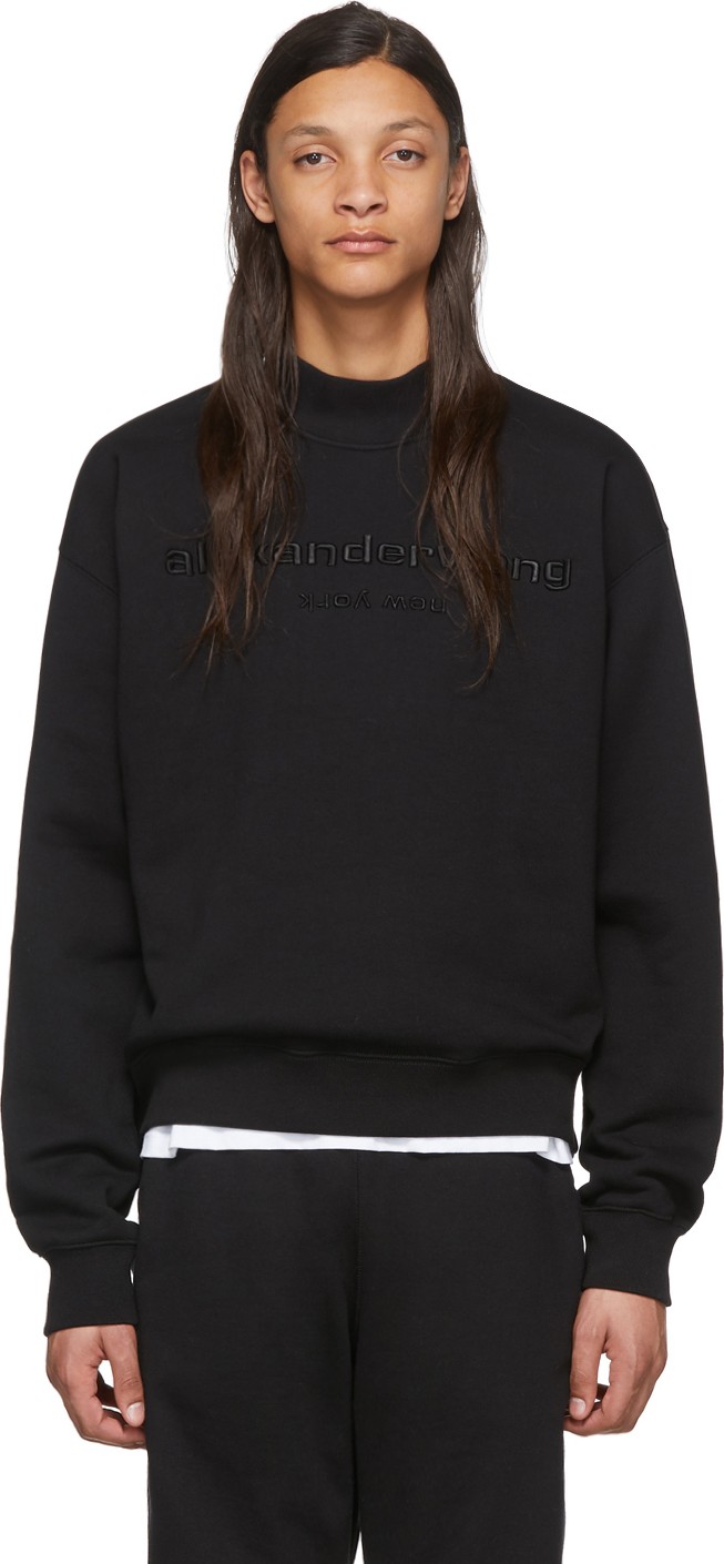 Alexander Wang Black Dense Fleece Turtleneck