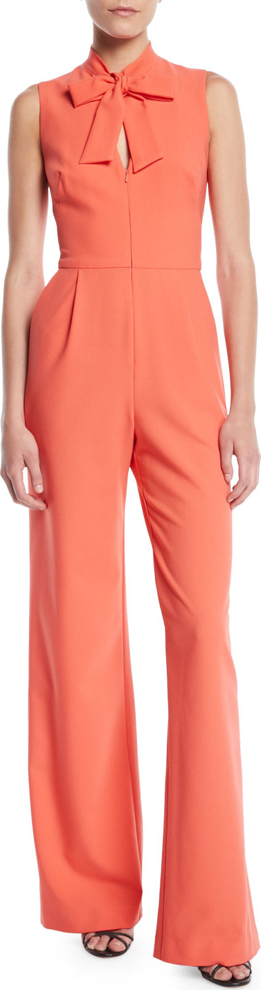 Black Halo Carolina Wide-Leg Jumpsuit w/ Neck Tie