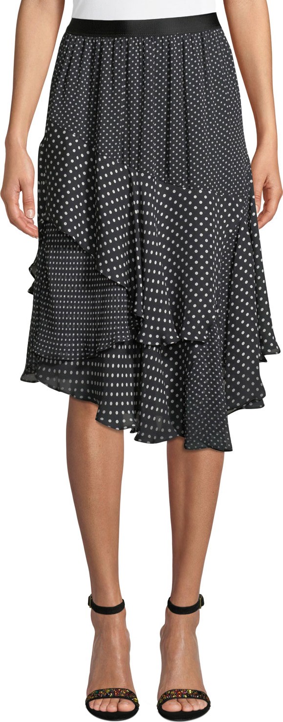 Joie Deshay Tiered Polka-Dot Skirt