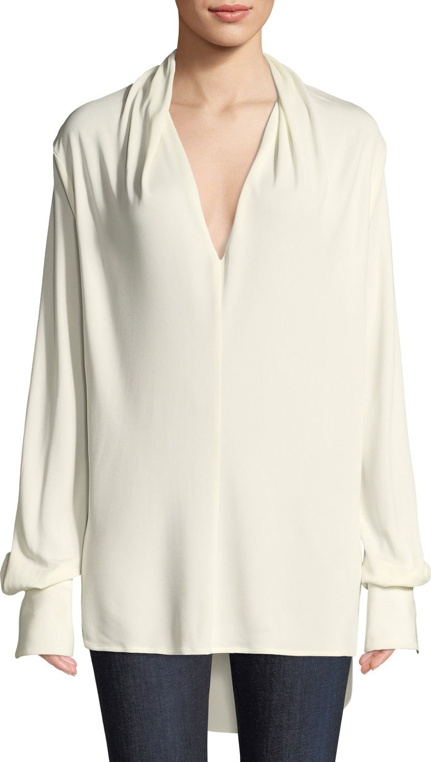 Equipment Joslin V-Neck Blouson-Sleeve High-Low Top