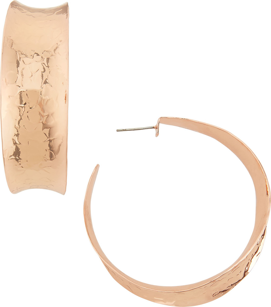 NEST Jewelry Hammered Rose Gold-Plated Hoop Earrings