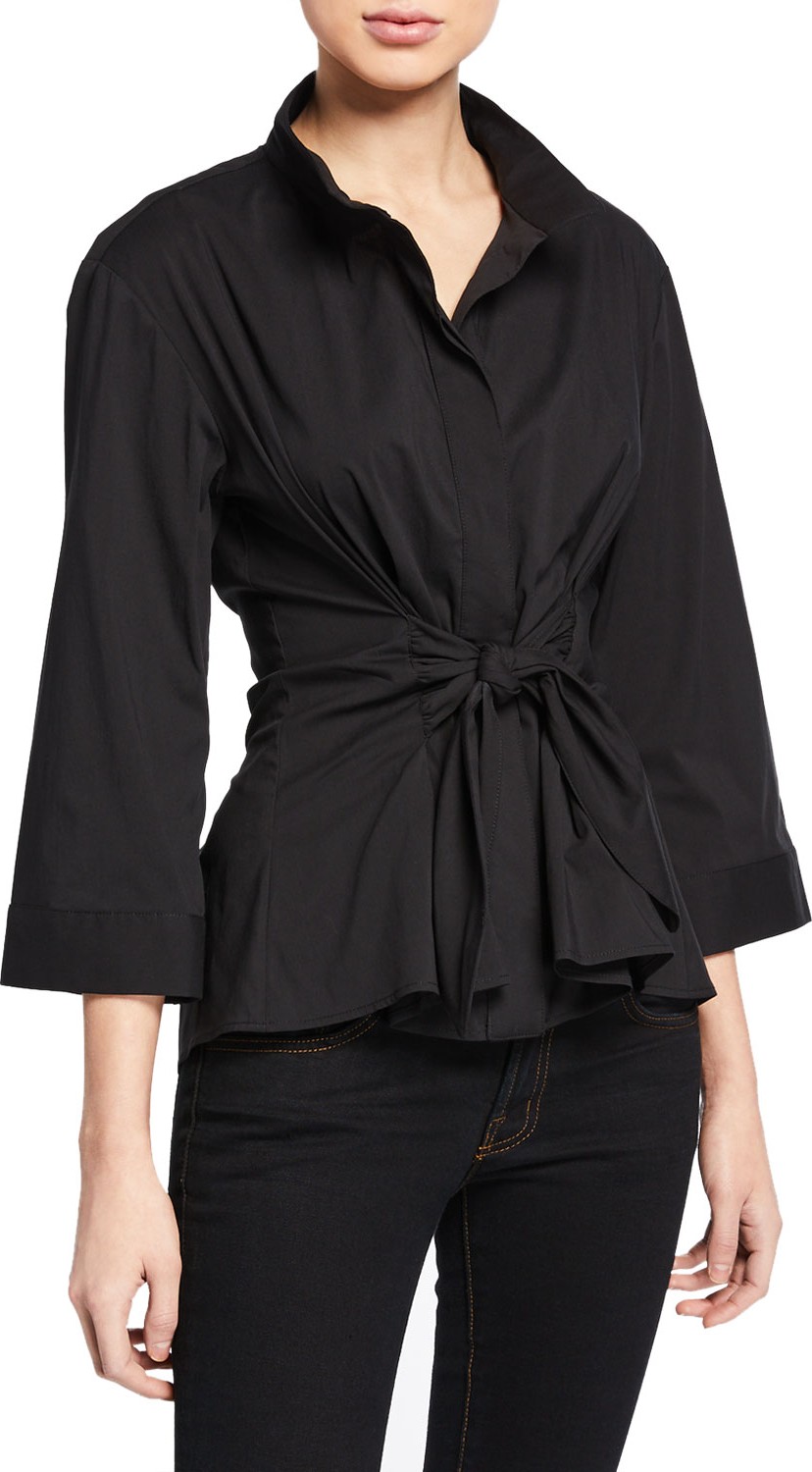 Finley Rocky Tie-Front Placket Shirt