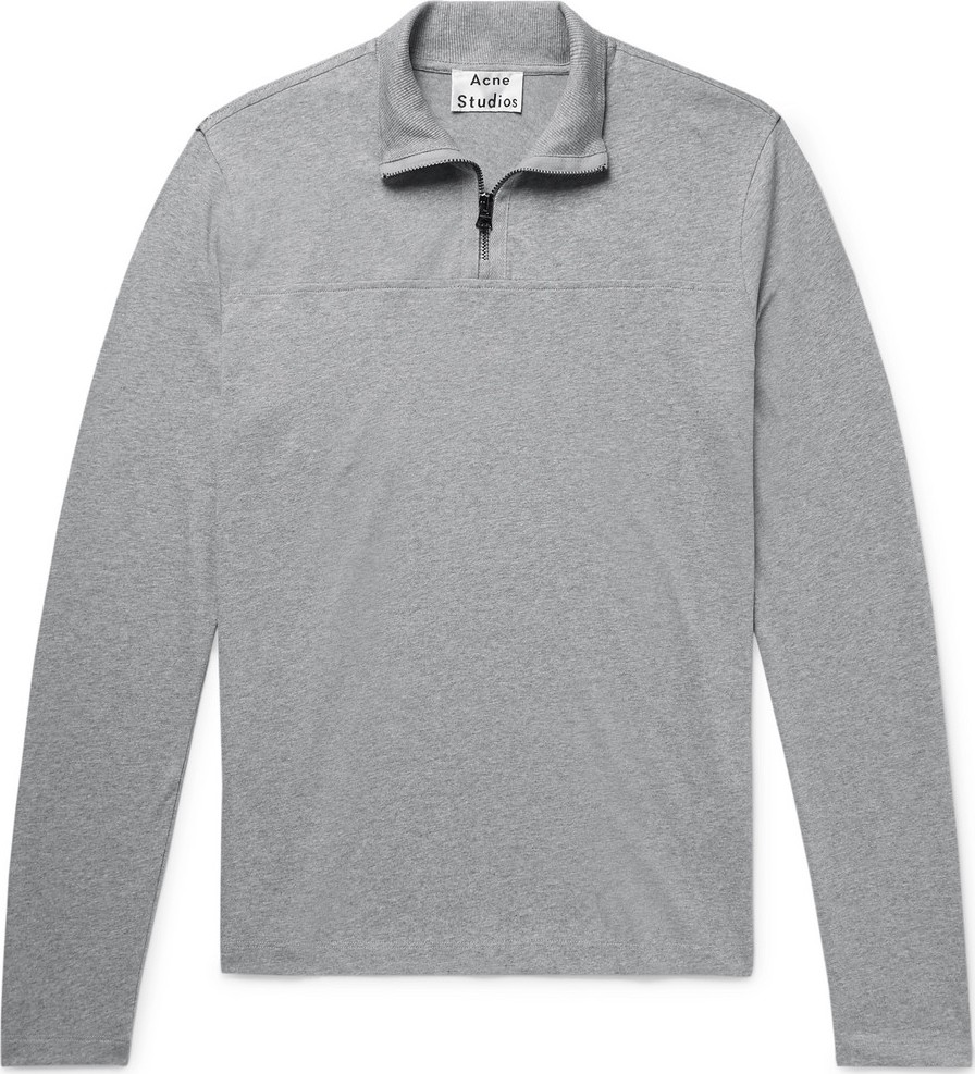 Acne Studios Evias Mélange Cotton-Jersey Half-Zip Shirt