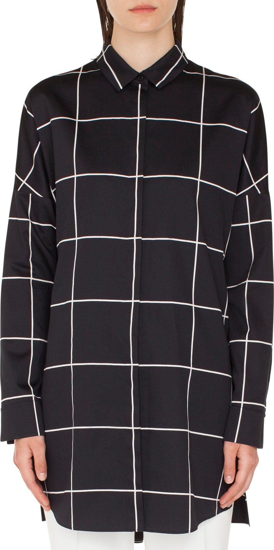 Akris Punto Grid Tunic Blouse