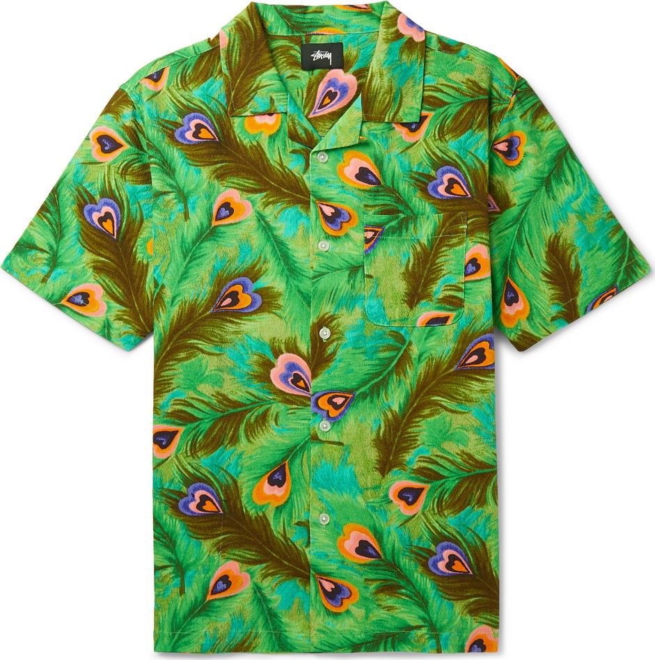 Stussy Camp-Collar Printed Brushed-Cotton Shirt