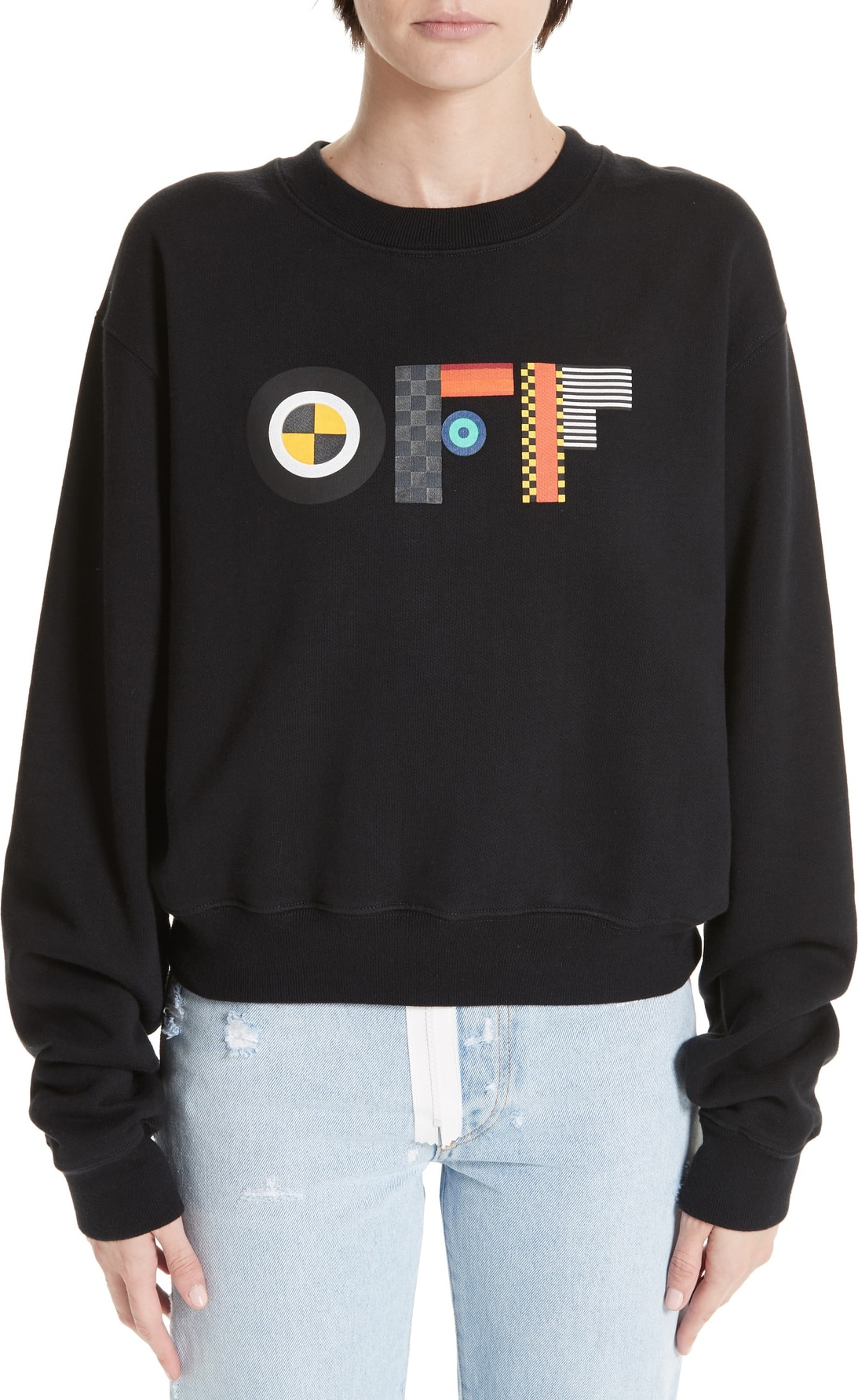Off White Flags Crop Crewneck Sweatshirt
