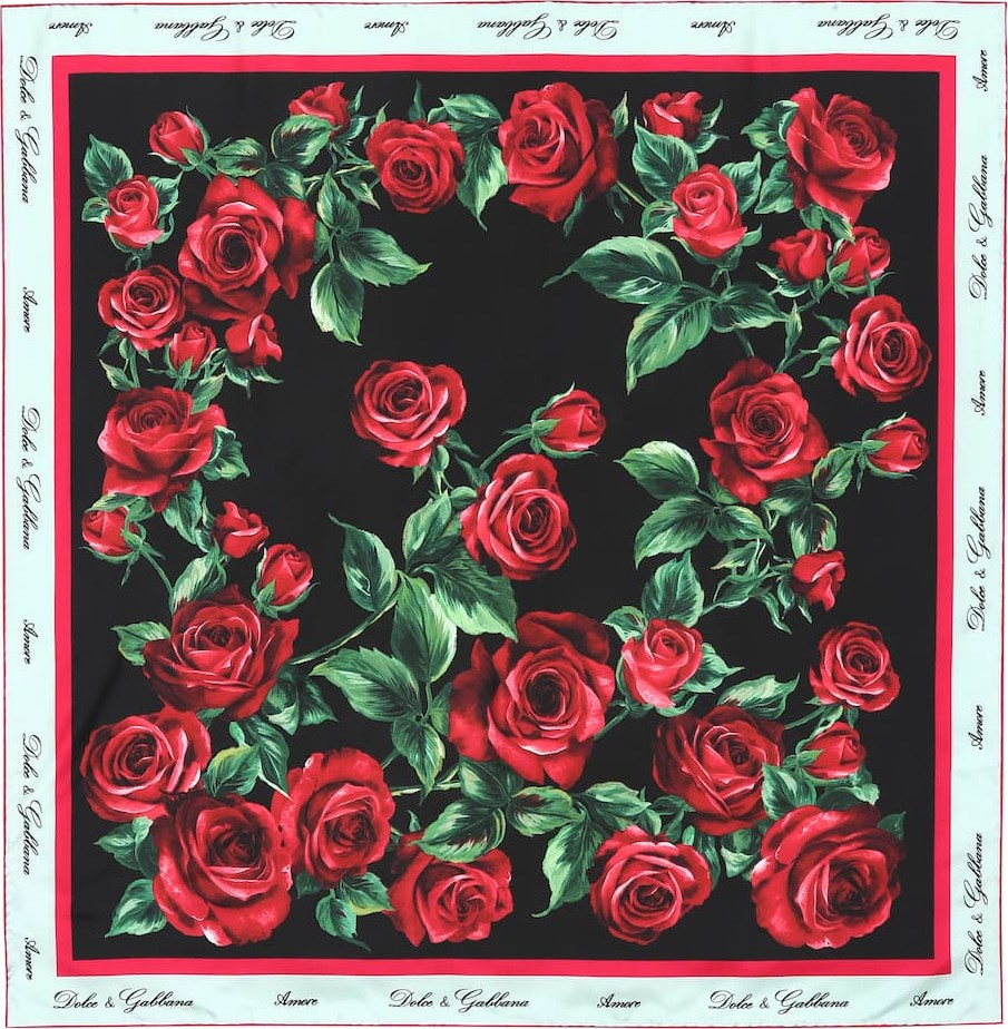 Dolce & Gabbana Rose-printed silk scarf