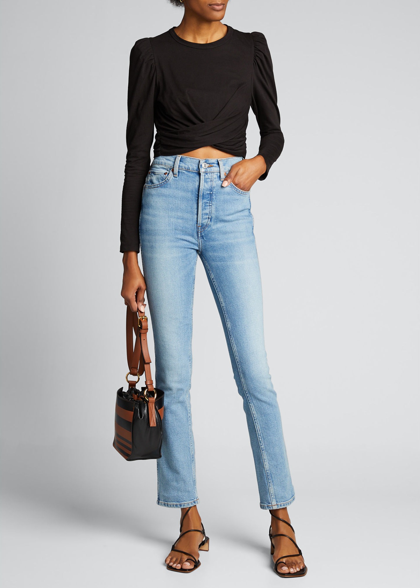 A.L.C. Mandy Twisted Long-Sleeve Crop Tee