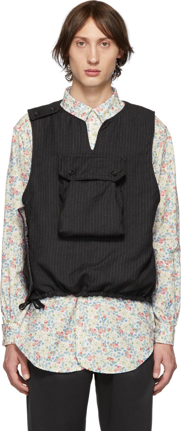 Engineered Garments Black Pinstripe Vest