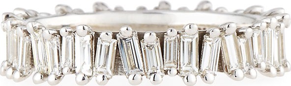 Suzanne Kalan Fireworks Diamond Baguette Eternity Ring in 18k White Gold, Size 6.5