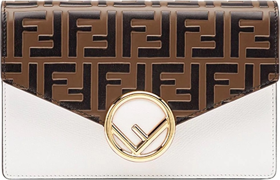 Fendi White mini wallet bag with chain