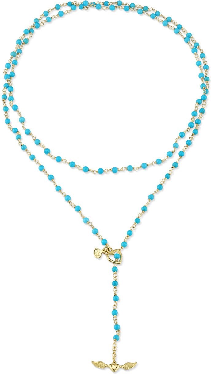 Cynthia Bach 18k Gold & Turquoise Bead Rosary Necklace