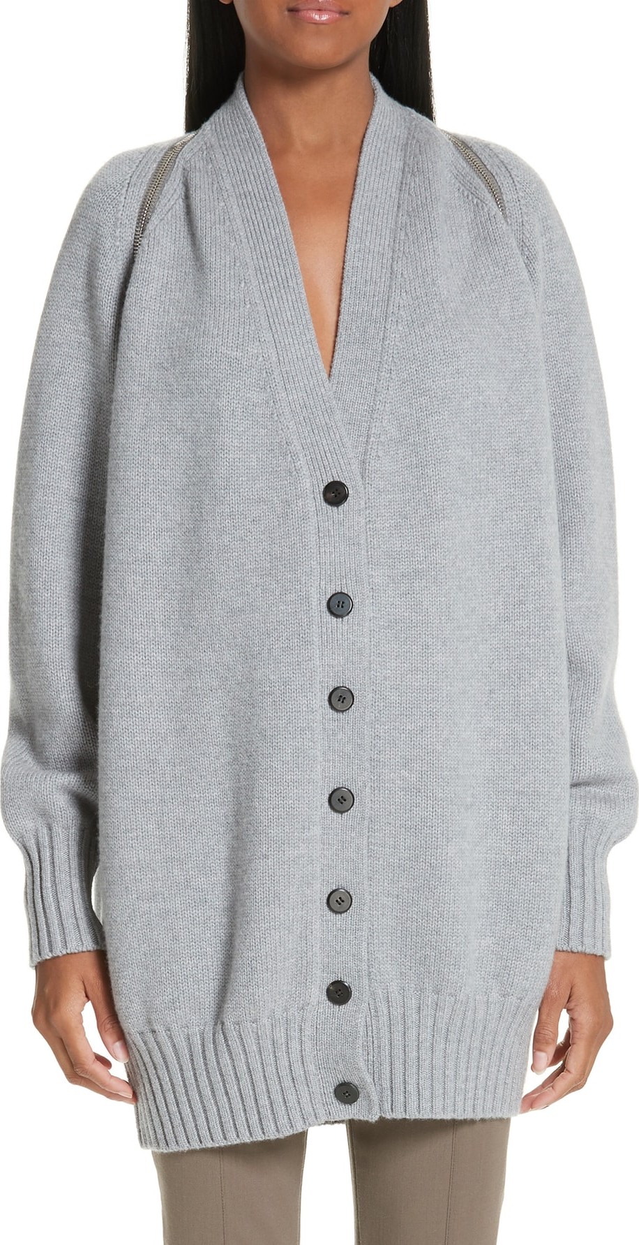 Alexander Wang Zip Shoulder Merino Wool Cardigan