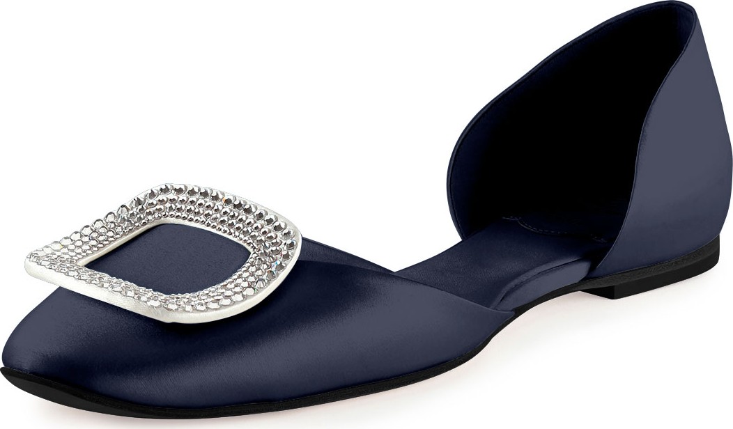 Roger Vivier Ballerine Chips Strass d'Orsay Flat, Navy