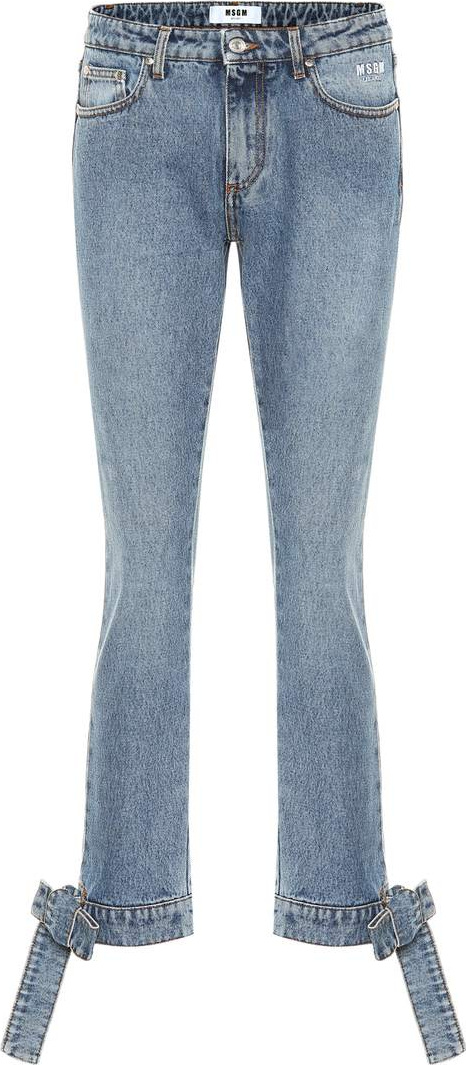 MSGM Bow trimmed straight-leg jeans