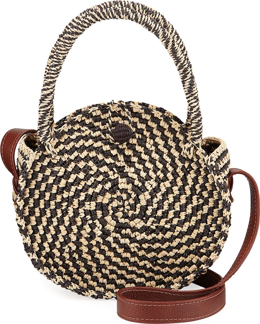 Sensi Studio Two-Tone Straw Round Top Handle Bag