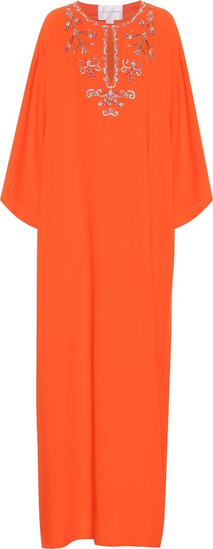 Carolina Herrera Embellished silk-crêpe kaftan