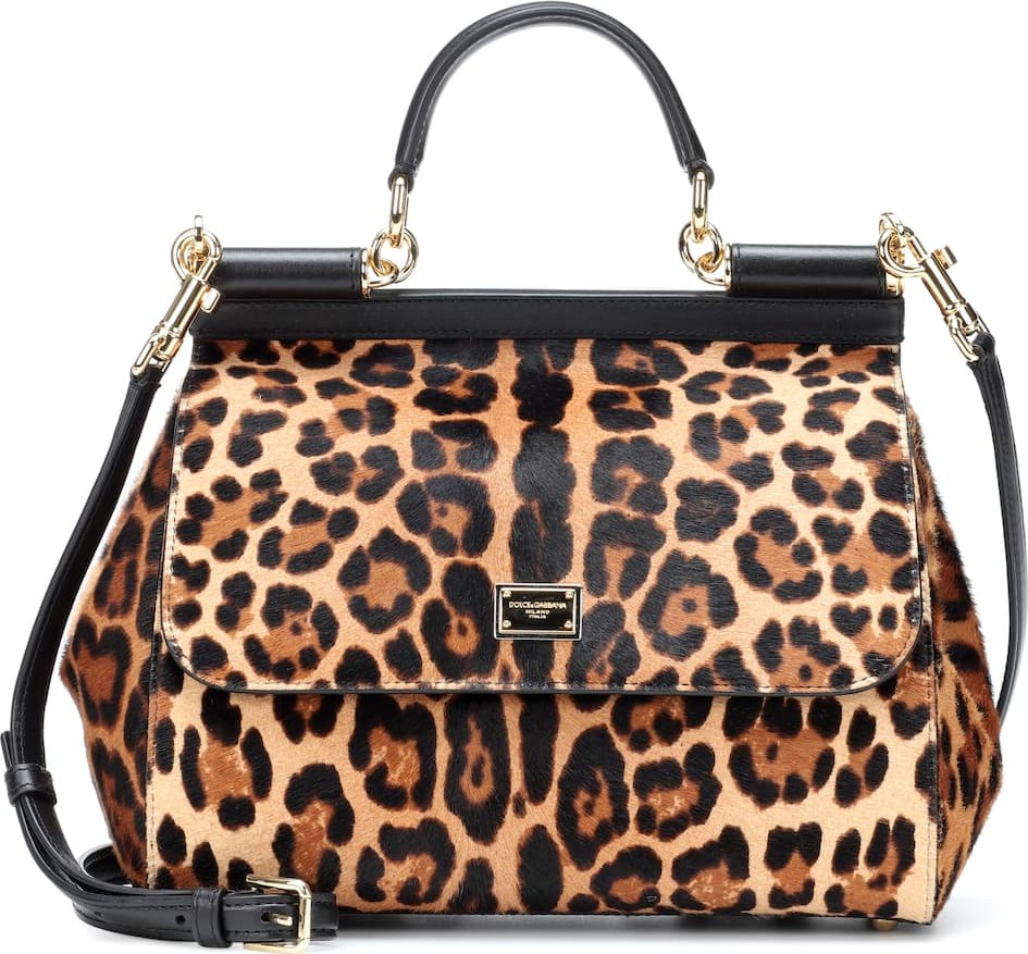 Dolce & Gabbana Sicily leopard calf hair shoulder bag