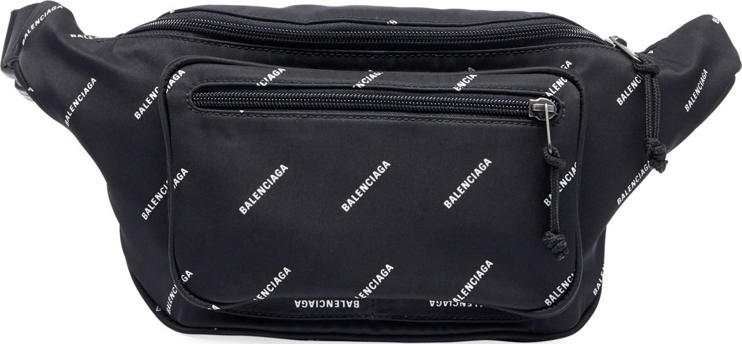 Balenciaga Men's Logo-Print Nylon Belt Bag