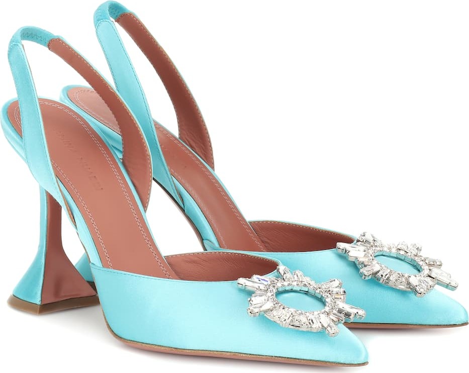 Amina Muaddi Begum embellished satin pumps