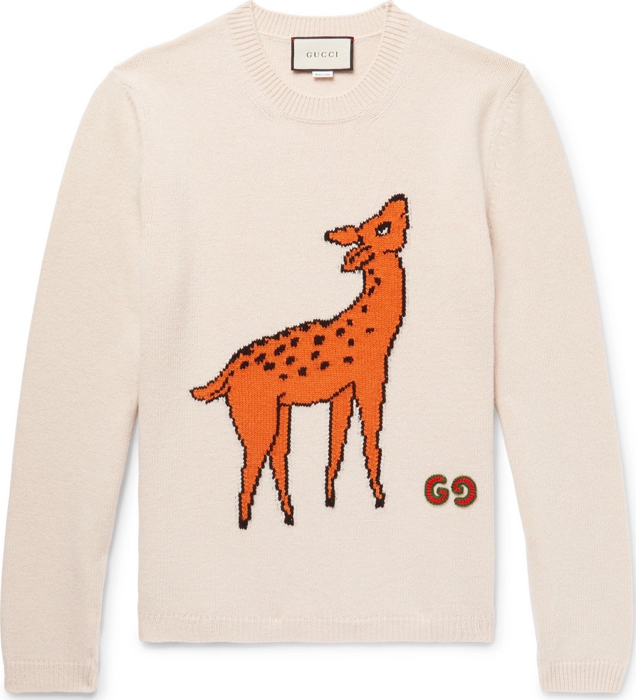 Gucci Slim-Fit Logo-Appliquéd Intarsia Wool Sweater
