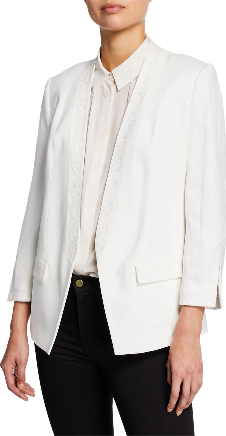 KOBI HALPERIN Rosalie Open-Front Jacket with Embroidered Details