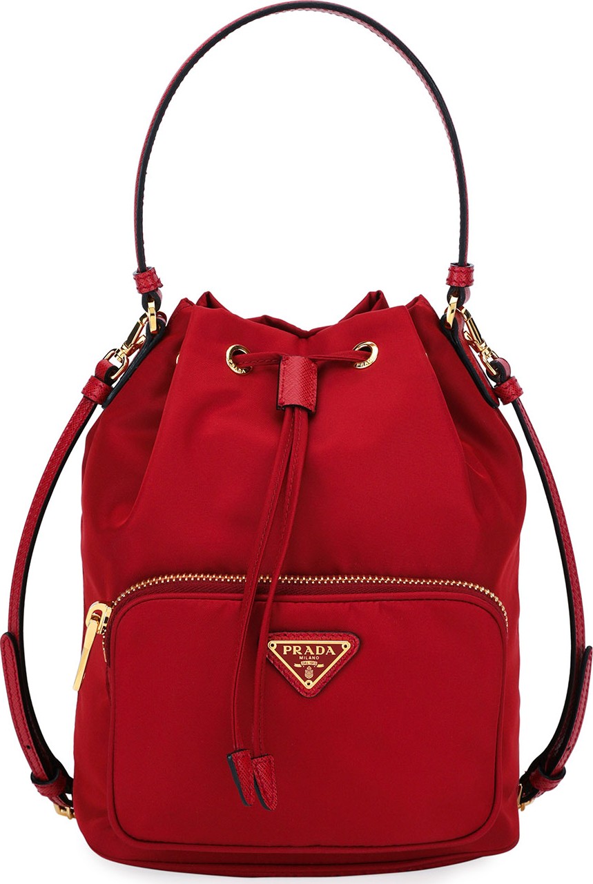 Prada Nylon Top-Handle Bucket Bag