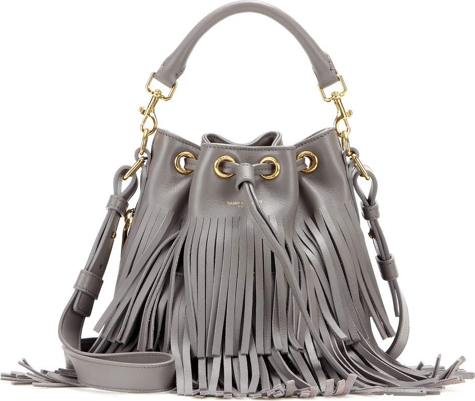 Saint Laurent Small Bucket fringed leather tote