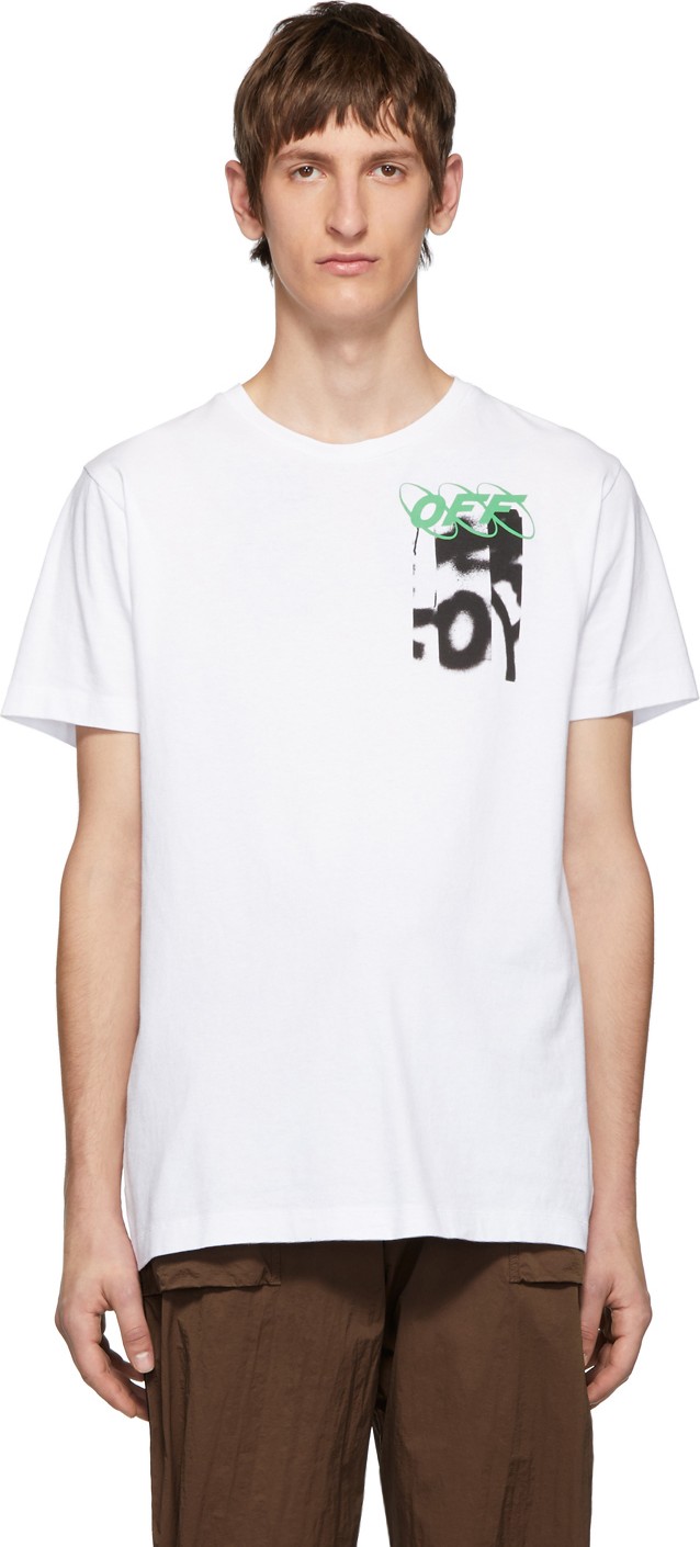 Off White White Spray Blurred Logo Slim T-Shirt