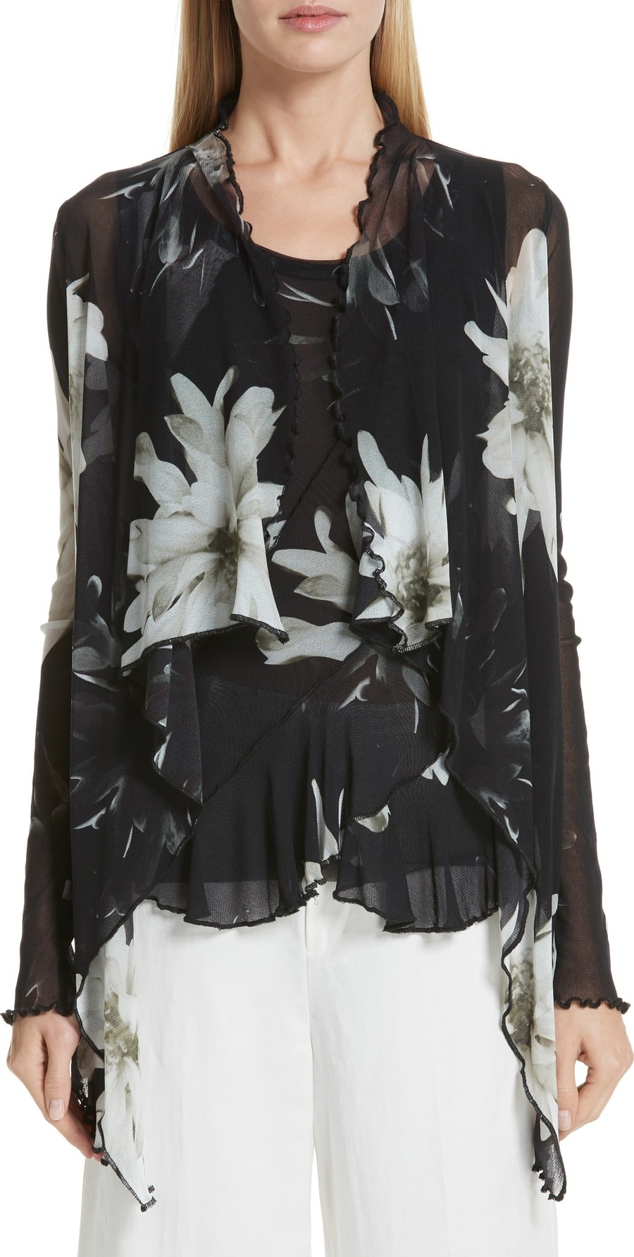 Fuzzi Floral Tulle Cardigan