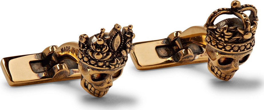 Alexander McQueen Skull Gold-Tone Cufflinks