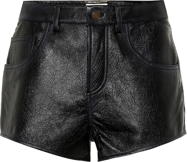 Saint Laurent High-rise leather shorts