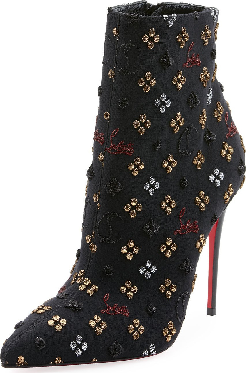Christian Louboutin So Kate Logo Embroidered Red Sole Bootie