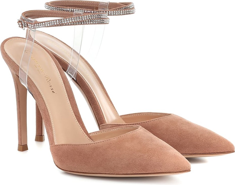 Gianvito Rossi Jewel embellished suede pumps