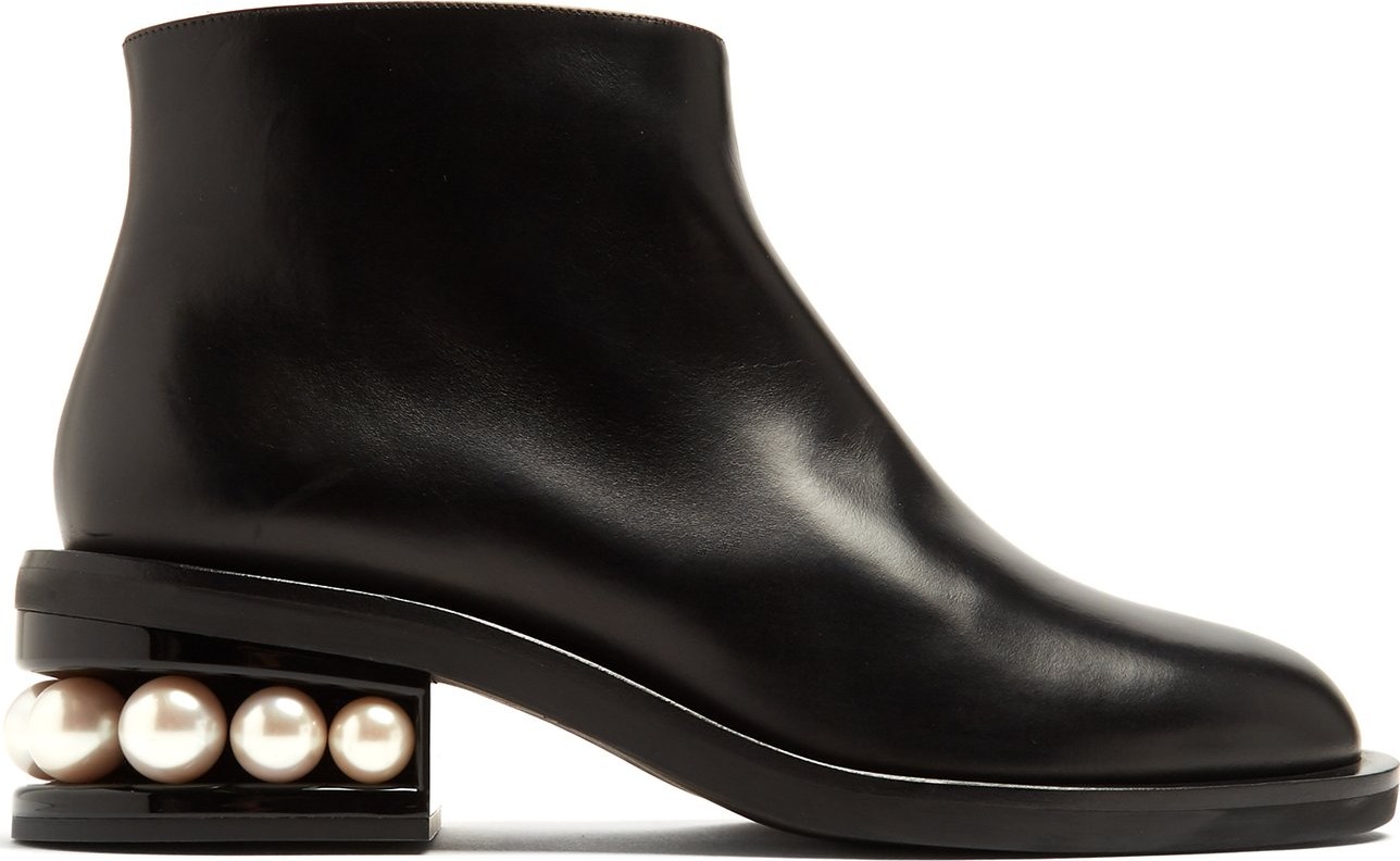 Nicholas Kirkwood Casati faux pearl-heeled leather ankle boots