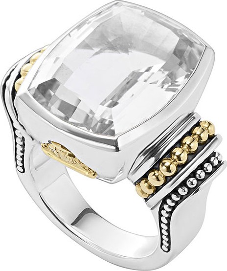 LAGOS 20mmm Caviar Color White Topaz Ring, Size 7