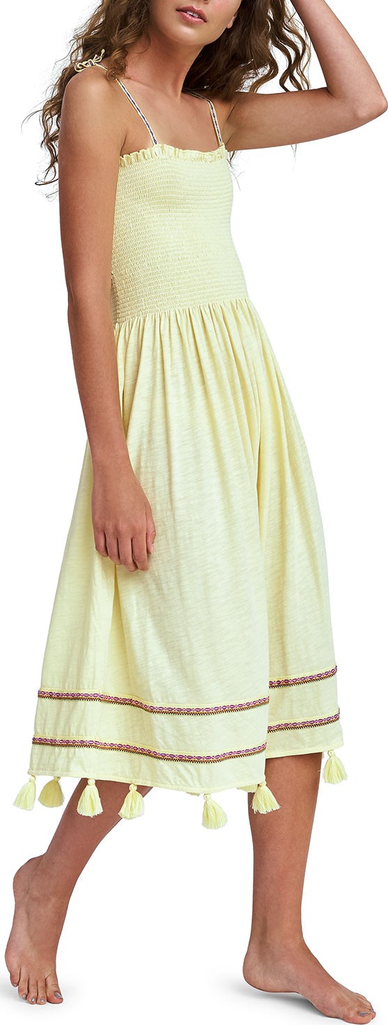 Pitusa Bella Smocked Midi Coverup Dress with Tassels