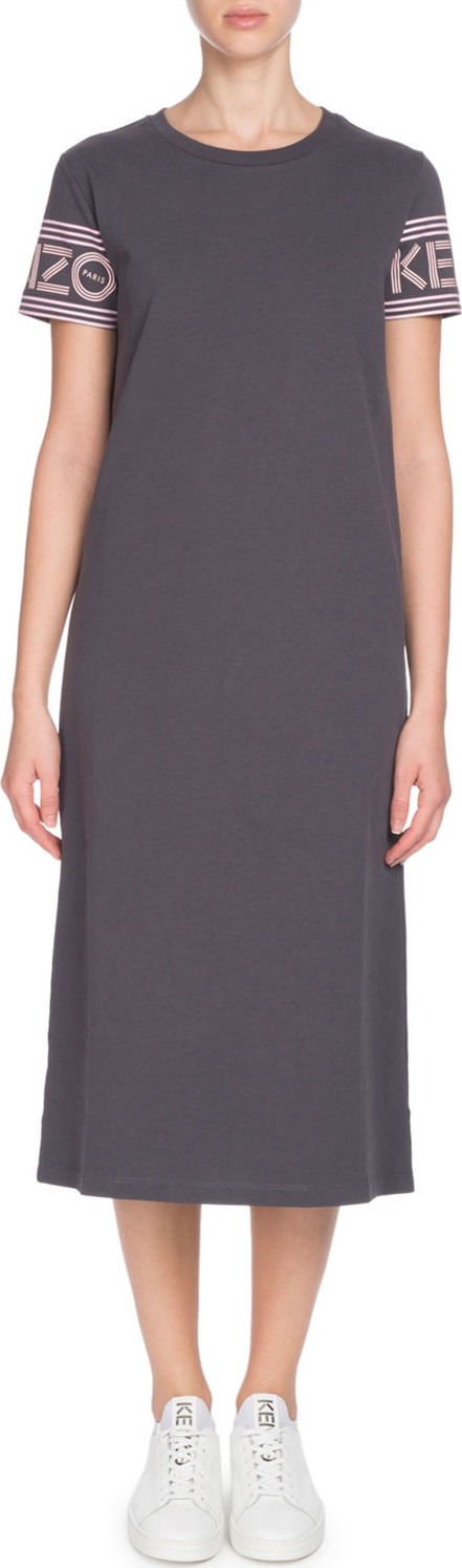 KENZO Sport Cotton Crewneck Logo-Sleeve Tee Dress