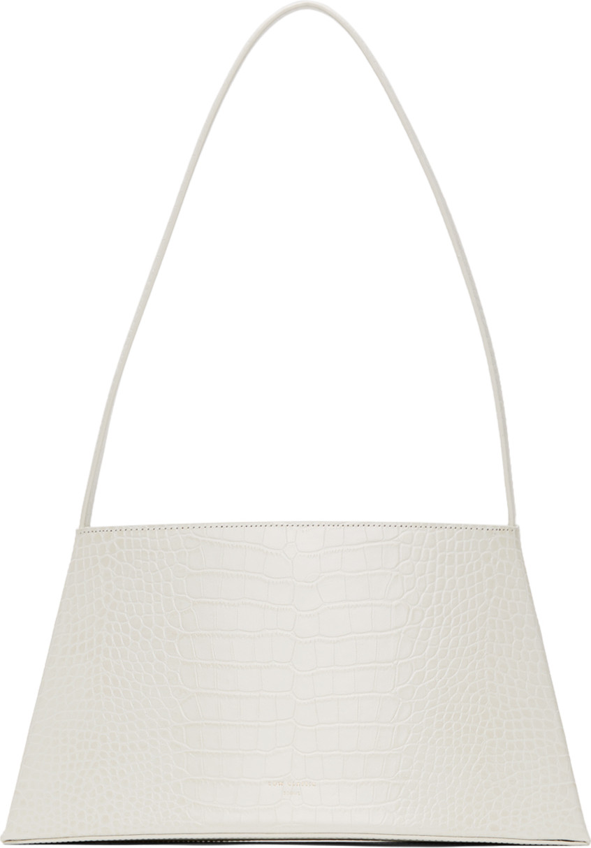 Low Classic White Croc Curve Shoulder Bag