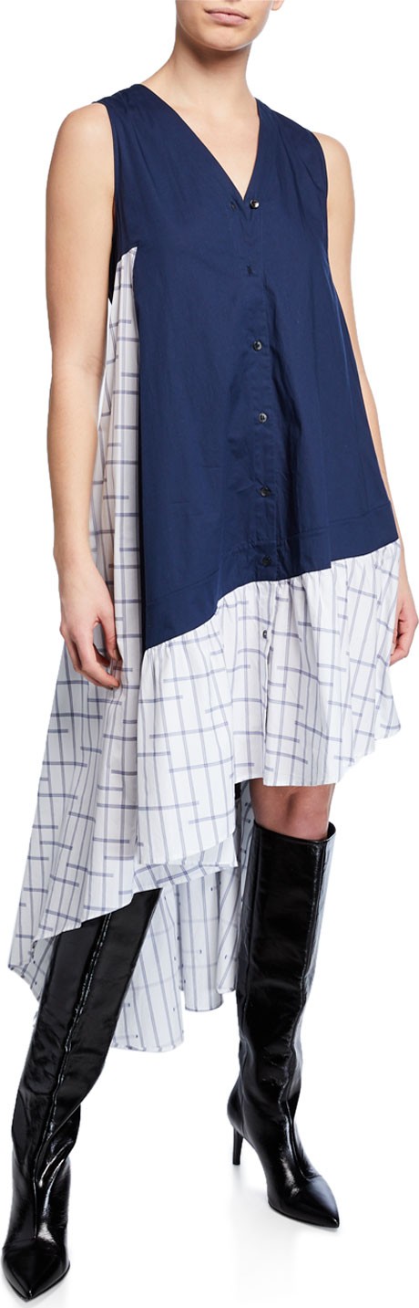 palmer//harding Super Sleeveless Two-Tone Asymmetrical Dress