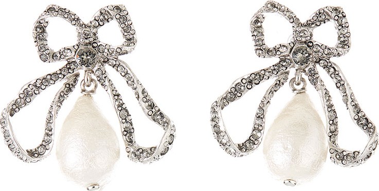 Oscar De La Renta Pearly Bow Drop Earrings