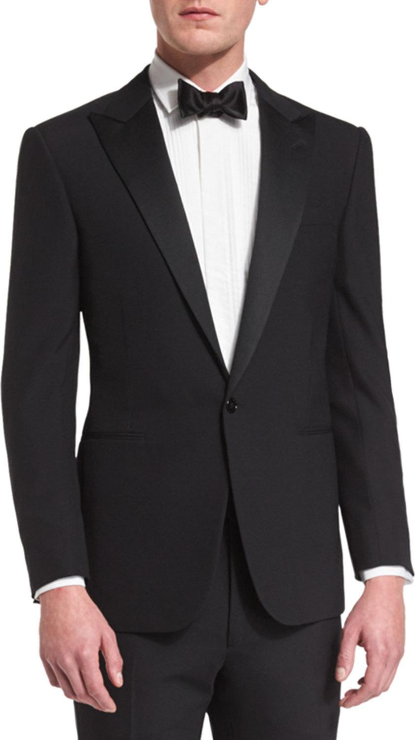 Ralph Lauren Anthony Peak-Lapel One-Button Wool Tuxedo, Black