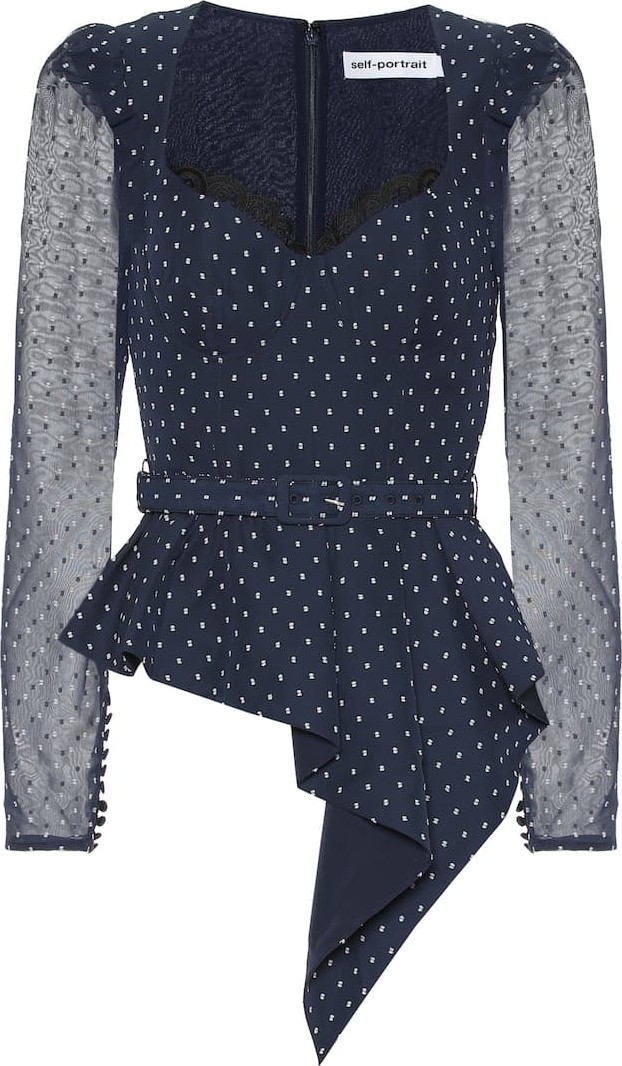 Self Portrait Dotted plumetis top