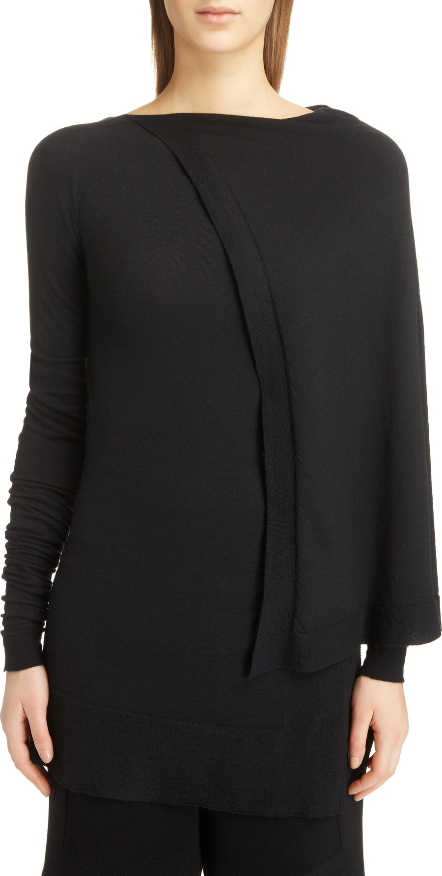 Rick Owens Cape Shoulder Stretch Cashmere Sweater