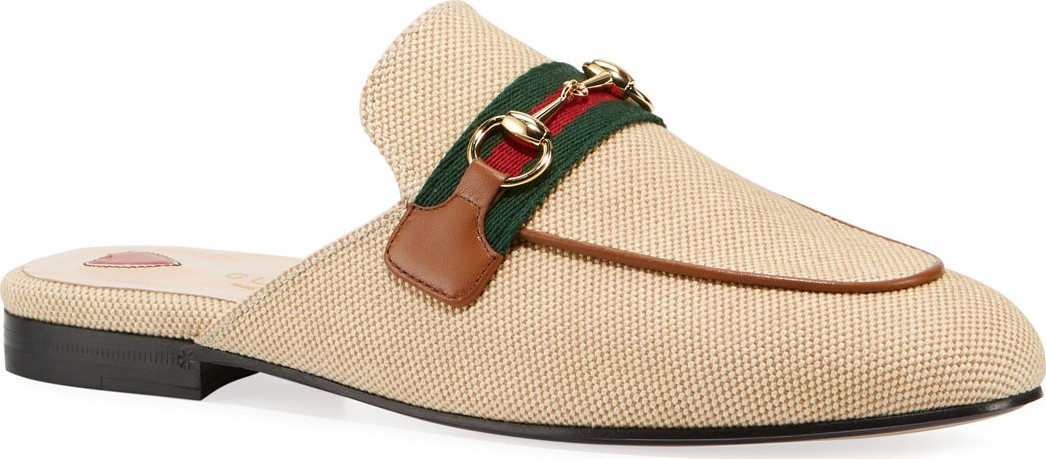 Gucci Princetown Flat Canvas Bit Mules